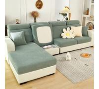 Housses de coussin de siège de canapé - Housse de canapé universelle, housse de siège de canapé en forme de L, housse de siège de canapé extensible, housse de protection de coussin de canapé (Green)