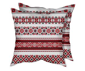 Housses de Coussin décoratives 45,7 x 45,7 cm Housses de Coussin Coussins de canapé pour Salon, Lot de 2, Broderies ukrainiennes Accents Traditionnels Arts et Artisanat Blanc Noir