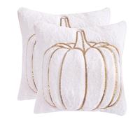 Housses de Coussin Halloween Une Grosse Citrouille de Sequin 45 x 45 cm Taies d'oreiller de Thanksgiving Décorative pour Canapé Salon Chambre Jardin Maison Décoration 2 Pièces