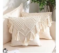Housses de coussin, lot de 2 housse de coussin en macramé, housse de coussin tissée bohème, décoration intérieure,45 x 45 cm