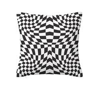 Housses de coussin psychédéliques douces, housse de coussin moderne pour canapé, motif damier, illusion d'optique, taie d'oreiller décorative d'extérieur pour canapé, lit, voiture, maison, gris et bla