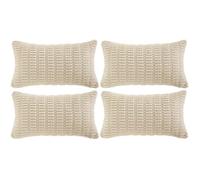 Housses de coussin - XVX - Lot de 4 - 30x50 cm - Crème - Velours côtelé - Rayures