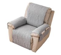 Housses de Fauteuil Inclinable avec Poche, Housses Matelassées Monoblocs Accoudoirs et Appuie-tête de Canapé, Tapis de Protection Antidérapant, Adapté aux Animaux de Compagnie(Light Gray,55x195cm)