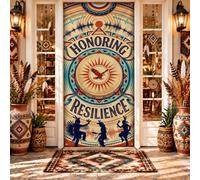 Housses de porte avec citation du patrimoine tribal du sud-ouest 91,4 x | Motifs géométriques, toile de fond de porte d'entrée, patrimoine culturel, citation inspirante, suspension de porche