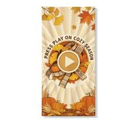 Housses de porte Cozy Autumn Movie Night Citrouilles 91,4 x 183 cm | Feuilles de feuillage d'automne, panneau de porte d'entrée, image de bobine de film, graphique à distance