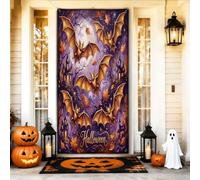 Housses de porte décoratives effrayantes en forme de chauve-souris et citrouilles d'automne avec corde à suspendre pour porte, porche, intérieur ou extérieur, fête, 91,4 x 183 cm