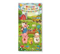 Housses de porte décoratives en forme de vache - Motif cochon de dessin animé ludique - Vert - Avec corde - Toile de fond pour porte d'entrée - Décoration d'intérieur pour porte, mur, porche, fête