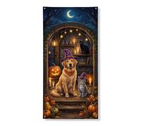 Housses de porte décoratives pour chien, citrouilles d'Halloween saisonnières avec corde, décoration d'intérieur pour porte, porche, terrasse, intérieur et extérieur, 91,4 x 183 cm