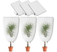Housses de protection hivernales Unyqoos® pour plantes, lot de 3, blanches, en tissu non tissé, respirantes, résistantes aux UV, avec cordon de serrage réglable, idéales pour les arbres, les palmiers
