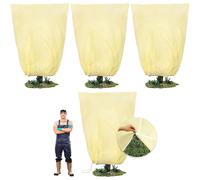 Housses de protection pour plantes 120 x 180 cm, protection hivernale, lot de 4, protection contre le gel pour plantes en pleine terre avec fermeture éclair et cordon de serrage, housse de protection 