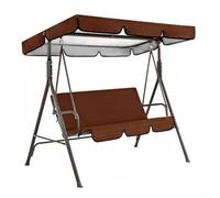 Housses de rechange pour balancelle de jardin 3 places et auvent avec 3 piédestaux, tissu Oxford imperméable et housses de chaise (café)