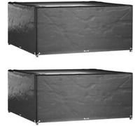 Housses de salon de jardin 2 pcs 16 œillets 250x250x90 cm carré Noir G