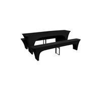vidaXL Housses de table et bancs extensibles 3 pièces Noir 220 x 50 x 80 cm