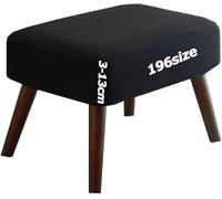 Housses de Tabourets de Bar de Pouf Élastique Housse Ottomane Couverture Tabouret Protection Repose-Pieds pour Chambre Rond Carré Rectangulaire Jacquard Lavable 3-13cm Hauteur Sur Mesure(Noir,50 x 50