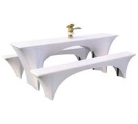 Housses élastiques pour tables de bière, ensemble de 3 pièces pour décoration de tente de bière, housses stretch (blanches)