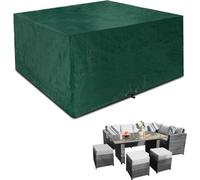 Housses imperméables pour meubles de jardin - 250 x 250 x 90 cm - Pavillon d'extérieur - Ensemble cube en rotin - Housses pour tables carrées - Résistantes au vent - Résistantes aux UV - Vert