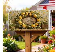 Housses magnétiques de boîte aux lettres citron, couronne rustique de ferme, marguerites, jaune printanière, pour décoration de jardin, cour, 45,7 x 53,3 cm