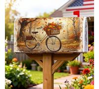 Housses magnétiques de boîte aux lettres de vélo, panier rustique moderne à feuilles, couverture de boîte aux lettres orange pour décoration extérieure de cour, 53,3 x 64,9 cm