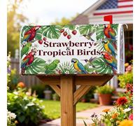 Housses magnétiques pour boîte aux lettres avec oiseaux tropicaux, feuilles de fraises tropicales vives pour extérieur, décoration de jardin, 53,3 x 64,9 cm