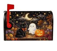 Housses magnétiques pour boîte aux lettres en forme de chat, fantôme rustique, citrouilles d'Halloween, pour décoration de jardin extérieur, 53,3 x 64,9 cm