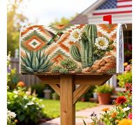 Housses magnétiques pour boîte aux lettres motif colibri, sud-ouest rustique, fleur de cactus, vert d'été, pour extérieur, jardin, terrasse, 53,3 x 64,9 cm