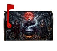 Housses magnétiques pour boîte aux lettres sorcière, chaudron mystique gothique, lune, Halloween, pour décoration de jardin, cour, 45,7 x 53,3 cm