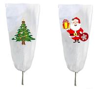 Housses Plantes Hiver Noël 2 Pack pour zip Fermeture Housses(120 * 180cm) | Motif joyeux Noël, fermeture éclair complète, accès pour facile surveillance, tissu non-tissé, 2 pièces