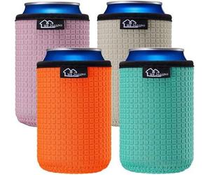 housses pour canettes standard 12oz, support isolant, housses pour bouteilles de bière 12oz, refroidisseur de canettes en néoprène antidérapant pour White Claw et plus, pack de 4 (orange/gris/vert)