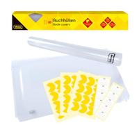 Housses pour livres Idena, taille universelle, lot de 8 | couverture souple et transparente pour livres, avec 10 étiquettes nominatives et 36 autocollants de protection, 23932