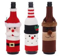 Housses Tricotées Noël Pour Bouteille De Vin 3pcs 28x10cm Modèles | Ensemble de trois modèles charmants tissu élégant réutilisable pour fêtes de fin d'année décoration intérieure