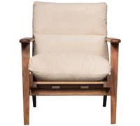 HOUSTON - Fauteuil en bois et tissu crème Beige