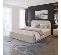 Houston lit avec coffre de rangement 160x200cm velours beige