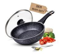 HOUSZY Non-Stick Granite Coated Deep Frying Pan 28CM - Induction Compatible Cookware, Scratch-Resistant, PFOA-Free, Heavy-Duty Kitchen Pan