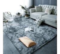 HOUXINZ Tapis Chambre 140 x 140 cm Uni Brillant Douillet Tapis Chambre Moderne Lavable à Poils Longs Moderne pour à Coucher, Salon, Espace de Jeu pour Enfants, Gris Clair