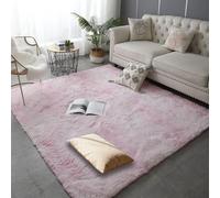 HOUXINZ Tapis Chambre 200 x 200 cm Uni Brillant Douillet Tapis Chambre Moderne Lavable à Poils Longs Moderne pour à Coucher, Salon, Espace de Jeu pour Enfants, Rose Clair
