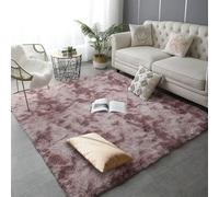 HOUXINZ Tapis Chambre 200 x 200 cm Uni Brillant Douillet Tapis Chambre Moderne Lavable à Poils Longs Moderne pour à Coucher, Salon, Espace de Jeu pour Enfants, Rose Pourpre