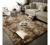 HOUXINZ Tapis Chambre 200 x 200 cm Uni Brillant Douillet Tapis Chambre Moderne Lavable à Poils Longs Moderne pour à Coucher, Salon, Espace de Jeu pour Enfants, Marron