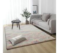 HOUXINZ Tapis de Chambre Doux 140 x 140 cm Intérieur Moelleux Épais Longs Tapis Moderne Design pour Chambre et Salon Cuisine, Multicolore