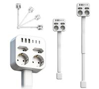 HOVCEH Multiprise Extensible,Prise Extensible 47-67 Cm avec 3 Ports USB, Fonction De Recharge Type-C Et 4 Prises Ca, Pivotante à 360°,Prise Extensible Derriere Meuble pour Prises Difficiles D'accès