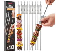 Hovea - 10 Brochettes à Barbecue avec Poussoir - Pour Libérer Viande & Légumes Facilement - Longueur 41 cm - Pics BBQ - Brochettes Inox - En Acier Inoxydable - BBQ410