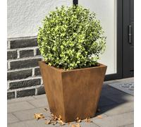 Hovothy Lot de 2 jardinières - Jardinière pour herbes aromatiques - Pour balcon - Parterre de plantes - Jardinière résistante aux intempéries - Marron - 30 x 30 x 30 cm - Acier Corten