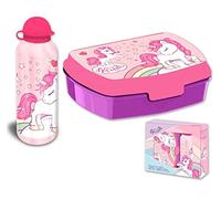 HOVUK Boîte à déjeuner licorne et bouteille d'eau en aluminium de 500 ml pour enfants, rentrée scolaire, voyage, ensemble sandwich pour enfants garçons de 3 ans et plus