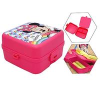HOVUK Boîte à goûter Minnie Mouse de 14 cm, 3 compartiments, style bento, boîte à déjeuner étanche pour enfants, boîte à repas pour filles de 3 ans et plus