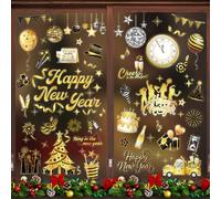 HOWAF 9 Feuilles Decoration Nouvel An 2027 Stickers Fenetre, Happy New Year Autocollant Fenetre Bonne Année Sticker pour Vitre, PVC Autocollant Vitre pour Décor Fenêtre de Nouvel An 2027