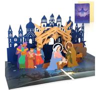 HOWAF Carte Pop Up Noel la Nativité, Carte Cadeau Noel Carte 3D Creche de Noel Carte Joyeux Noel Carte de Noel Avec Enveloppes Carte Noel Crèches de Noël Carte de Noël pour Cadeau Noel Decoration Noel