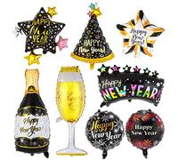 HOWAF Decoration Nouvel An 2026 Ballon Nouvel An, Happy New Year Bonne Année Ballons Champagne Ballon Aluminium pour Photobooth Deco Jour de l'An 2026