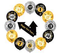 HOWAF Decoration Nouvel An 2027, Ballon Nouvel An Jeux pour Compte à Rebours, 1-12 Ballons Chiffres Ballon Happy New Year Bonne Année pour Decoration Jour de l'An 2027 Nouvelle Année, Noir Or