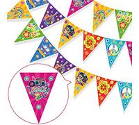 HOWAF Décorations de fête sur le thème hippie des années 60, bannière groovy signe de la paix, guirlande de fleurs rétro arc-en-ciel Tie Dye pour accessoires de fête des années 70