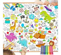 HOWAF Poster géant à colorier pour enfants garçons, poster de coloriage dinosaure, monstre de l'espace, livre de coloriage, papier à dessin, gribouillage mural, jeux de fête et 12 stylos, cadeau