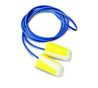 Howard Leight Bilsom 304L Bouchons d'Oreille à Usage Unique Avec Cordelette en Mousse Polyuréthane, Taille Standard, Jaune et Blanc, Forme Cylindre, SNR 33 dB, 1000106 (Boîte de 100 Paires)